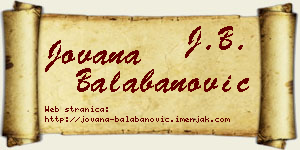 Jovana Balabanović vizit kartica
